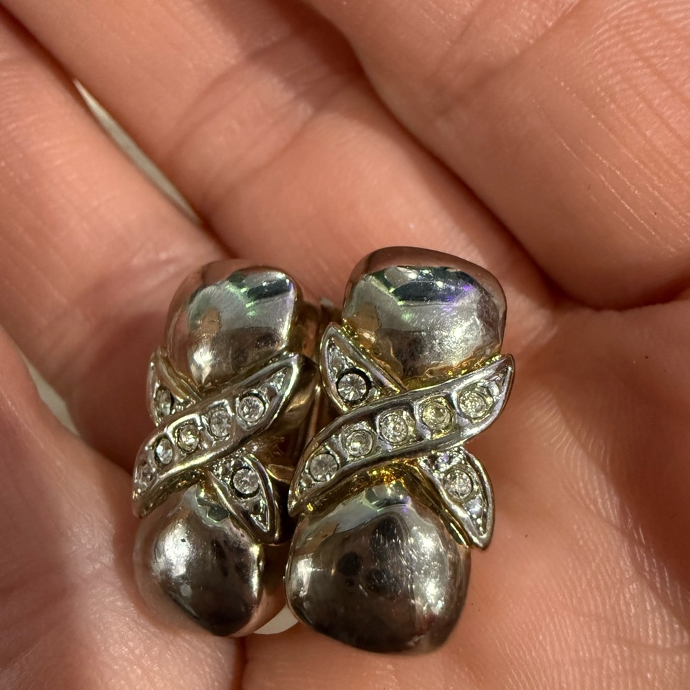 Vintage Silver and Gold plated Women's clip on Earrings
